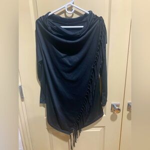 NWT Memories Asymmetrical Fringe Wrap Tunic LARGE